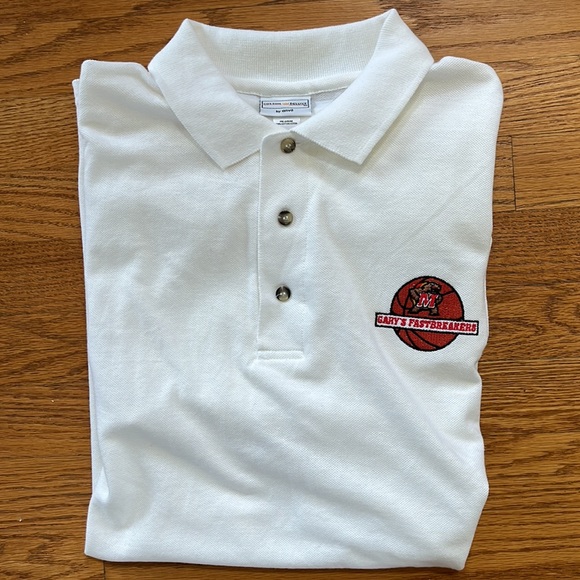 Men’s Vintage NWOT Maryland TERPS Gary’s Fastbreakers Short Sleeve L Polo Shirt - Picture 1 of 8